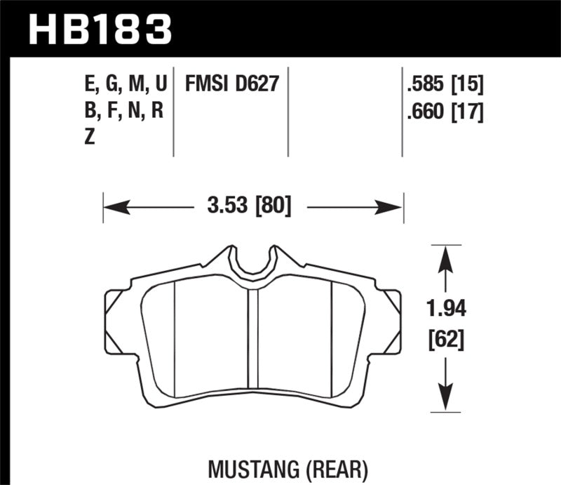 Hawk 87-11 Ford Mustang Rear Blue 9012 Race Rear Brake Pads