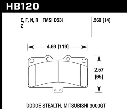 Hawk Mitsubishi 3000 GT VR4/ Dodge Stealth R/T 4WD Blue 9012 Race Front Brake Pads