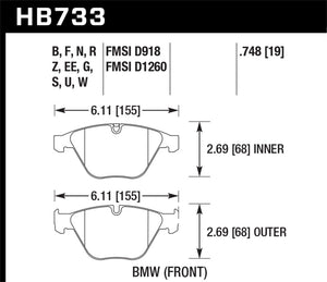 Hawk 11-13 BMW Z4 sDrive35is DTC-60 Race Front Brake Pads